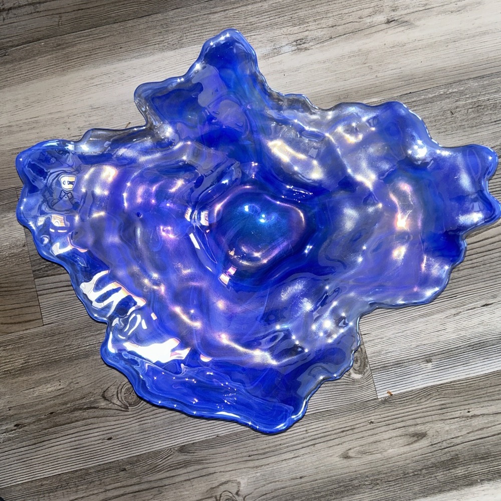 Large Purple  Iridescent Art Glass Bowl Dish